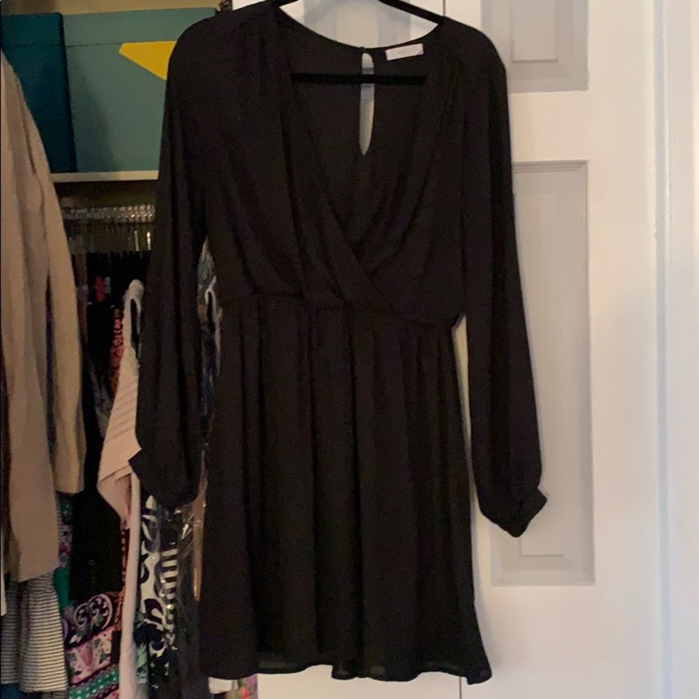 Nordstrom Lush Black V Neck Dress